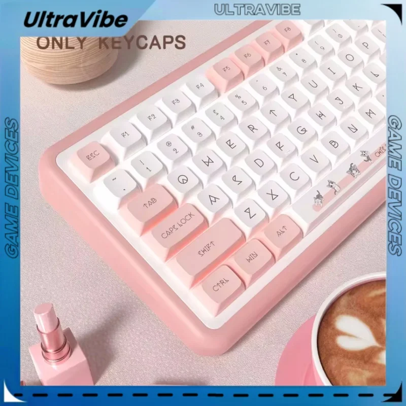 Cheese Cat Theme Keycap Xda Height 140 Key Personalized Cartoon Pink Pbt Thermal Sublimation Mechanical Keyboard Keycap