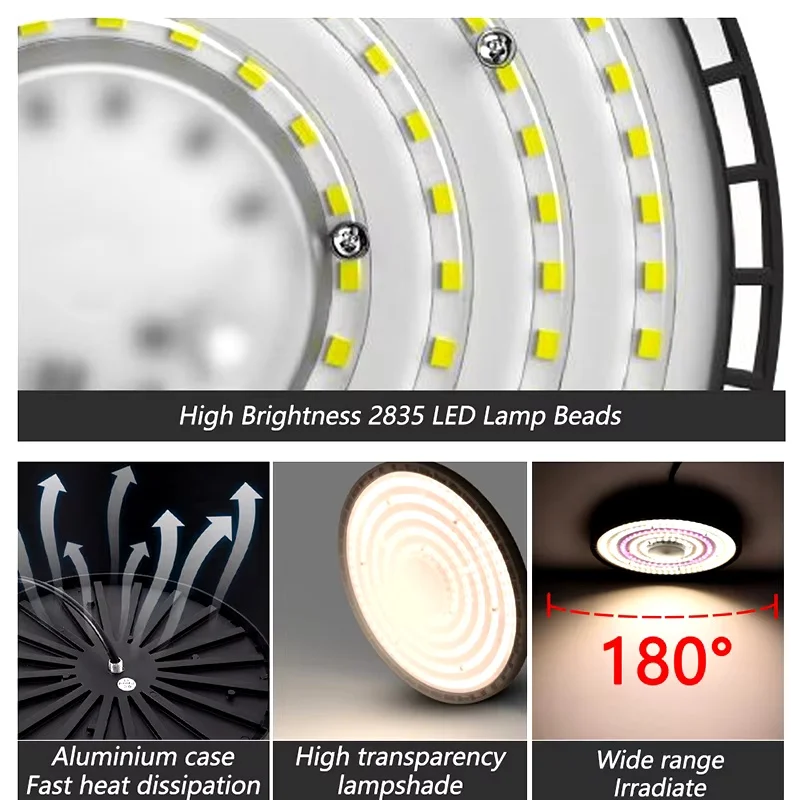 LED 100W 150W 200W UFO High Bay Light AC220V Custodia in alluminio 3500K Luce calda/6500K Bianco freddo IP65 Lampada di illuminazione impermeabile