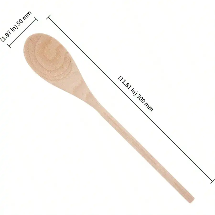 12PCS 12 Inch Wooden Spoons Cooking, Long Handle Wooden Mixing Spoon, Wooden Kitchen Utensil Cooking, Kitchen Stirring And Crafting