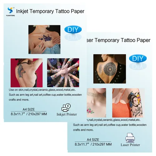 Imagen 1 del producto Impresora de inyección de tinta láser para tatuaje temporal, lámina adhesiva imprimible A4 para piel de niño, bricolaje, impermeable