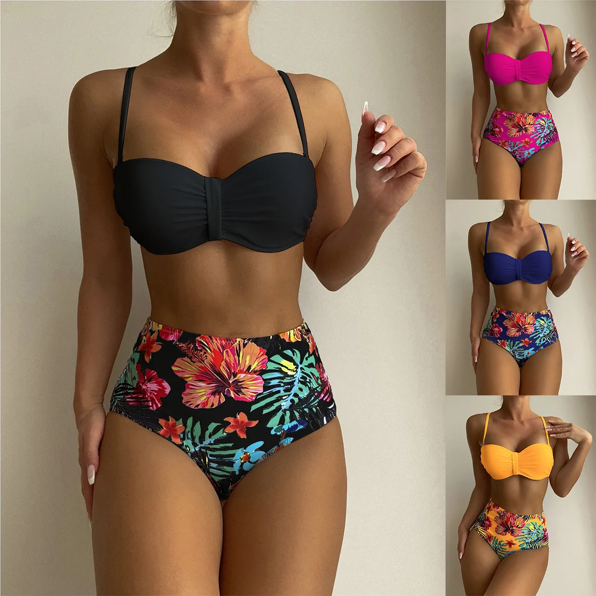 

Swimwear Women Swimwear Printed High Waisted Sexy Swimsuit High Waist Bikini Beach Style Bikini Set