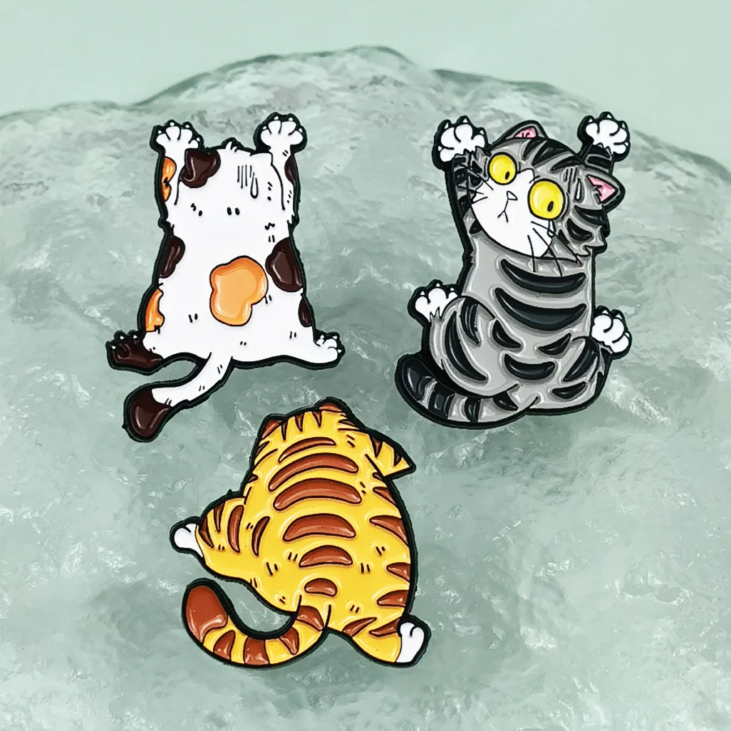 3 قطعة/المجموعة لطيف الكرتون القط المينا بروش الإبداعية مضحك الحيوان شارة معدنية التلبيب دبوس الملابس والاكسسوارات هدية للأصدقاء #6