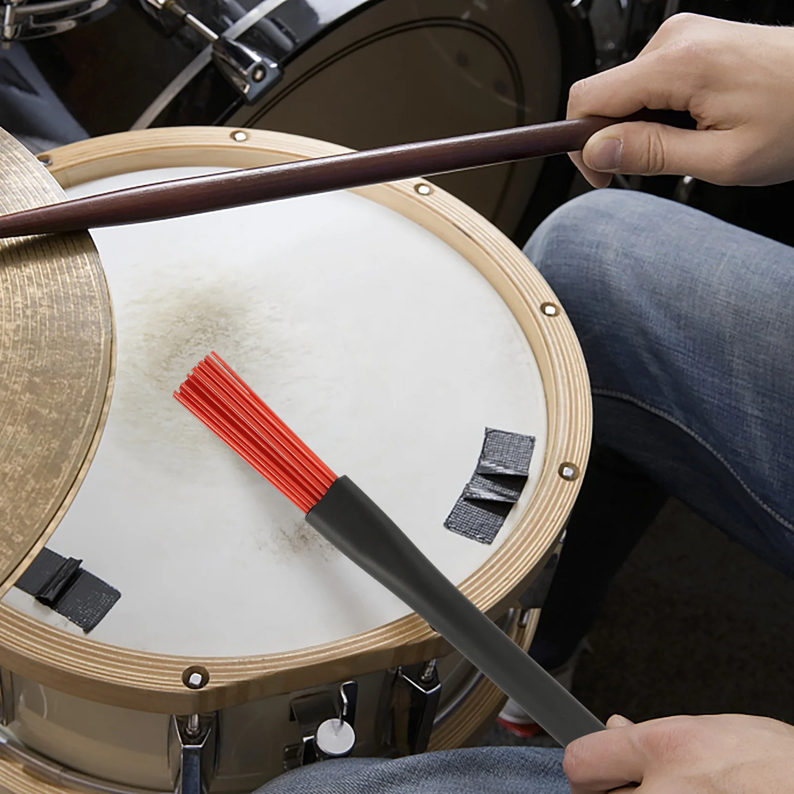 

1 Pair Drum Brushes Durable Anti-Slip Adjustable Handle For Jazz Percussion Drums Nylon Broom Brush Drum Set Accessory