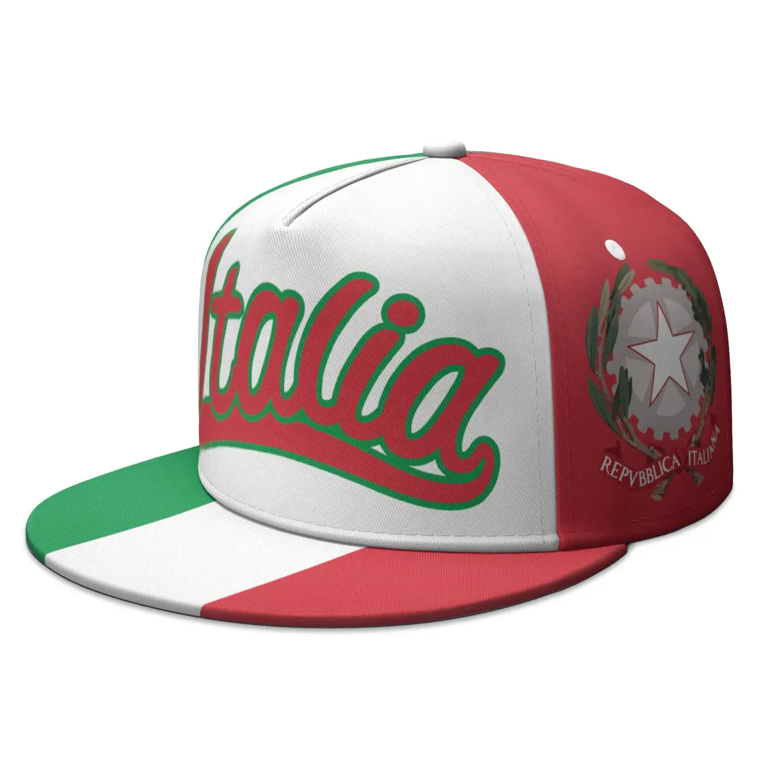 이탈리아 무료 맞춤 이름 번호 팀 로고 플랫 브림 캡 국가 여행 낚시 이탈리아 국기 사진 힙합 모자