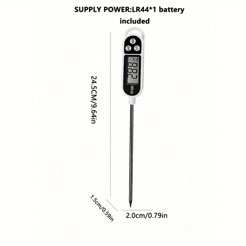 정확한 고기 및 바베큐 요리를 위한 프로브가 있는 디지털 식품 온도계, 버튼 배터리 전원이 있는 1개, 플라스틱 재질