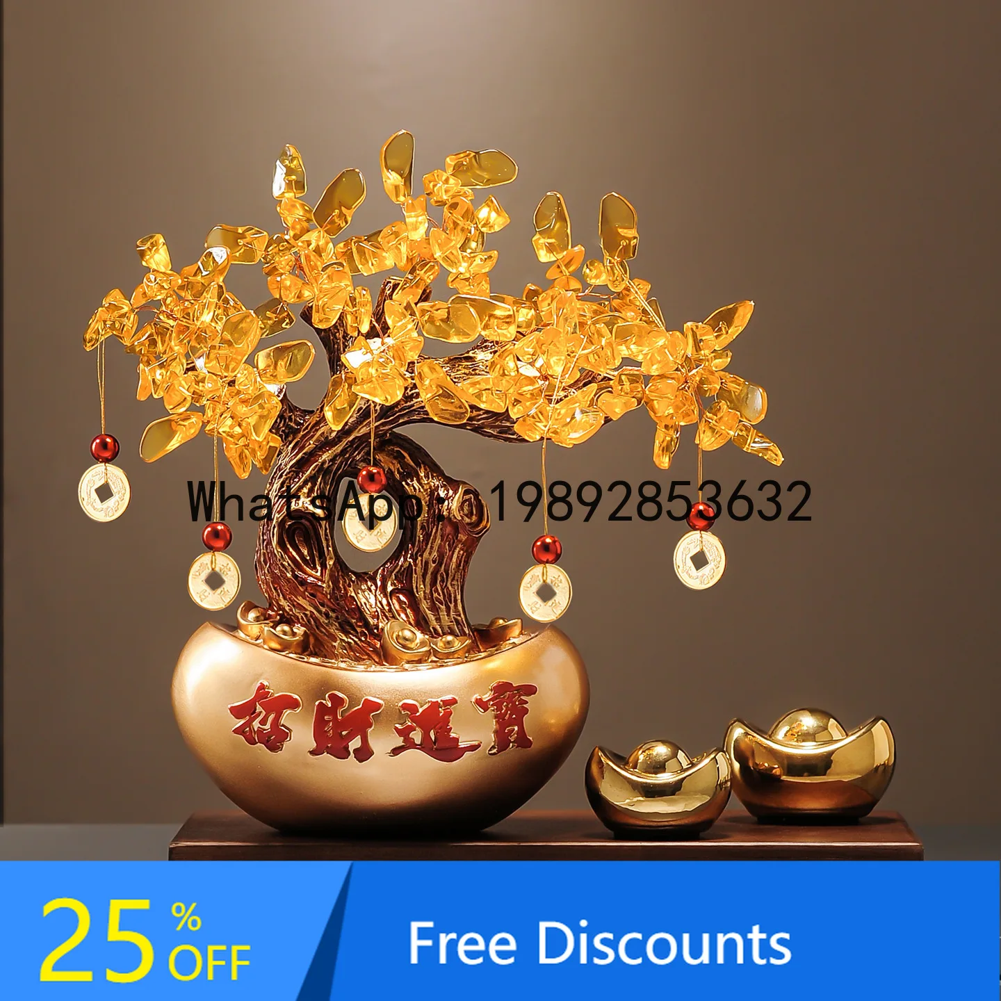 YFY Money Tree Wealth-Attracting Ornament Prosperity Rolling Living Room Office Light Luxury High-End Decorations Opening