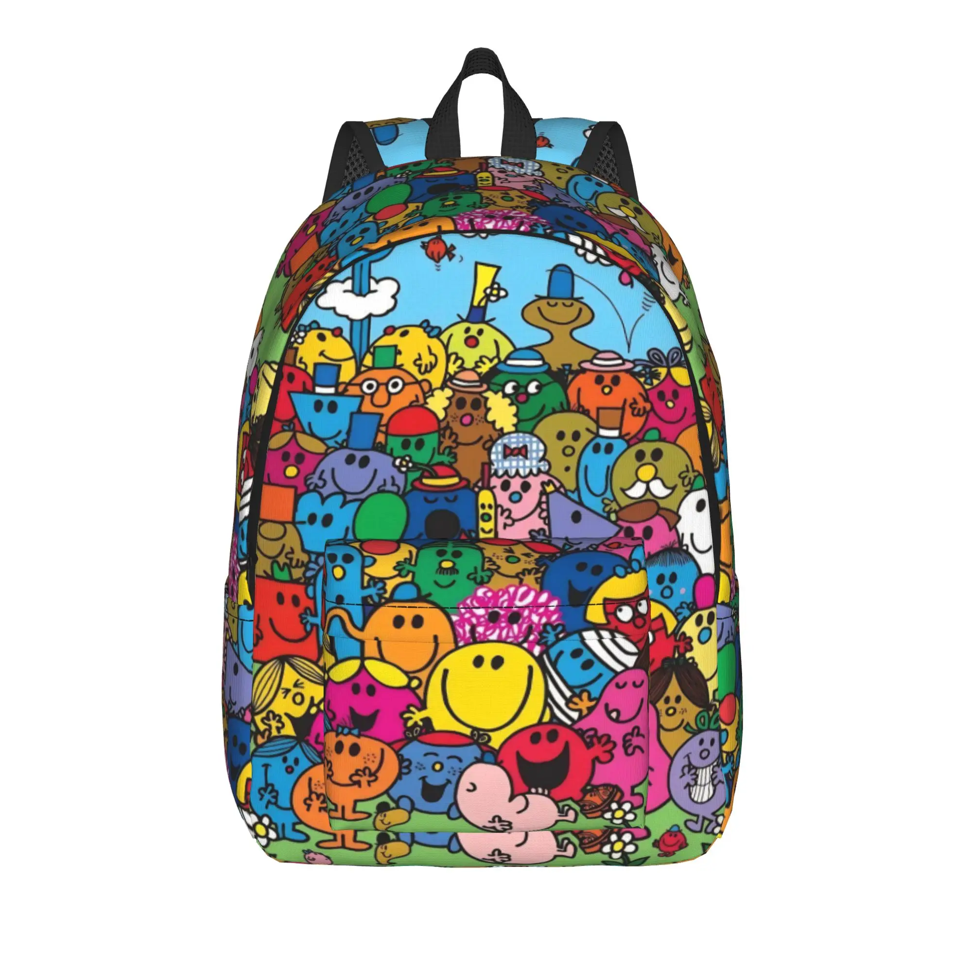 M-Mr M-Men L-Little M-Miss Characters Cool Backpack with Pocket High School Work  Daypack for Men Women Laptop Canvas Bags