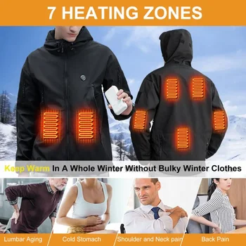7-zone USB heating jacket for men's and women's waterproof winter warm electric washing jacket for warmth men's winter jacket 6