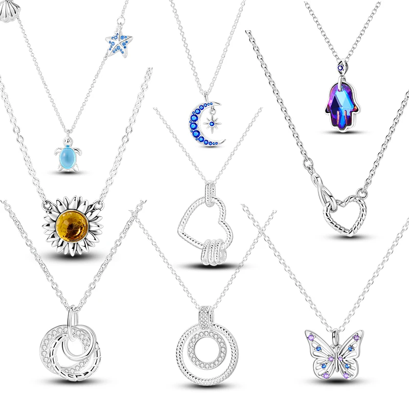 

Silver Plated Original Woman Pendant Necklace Snake Chain Exquisite Charm Fit Necklace Diy Jewelry for Ladies Gift
