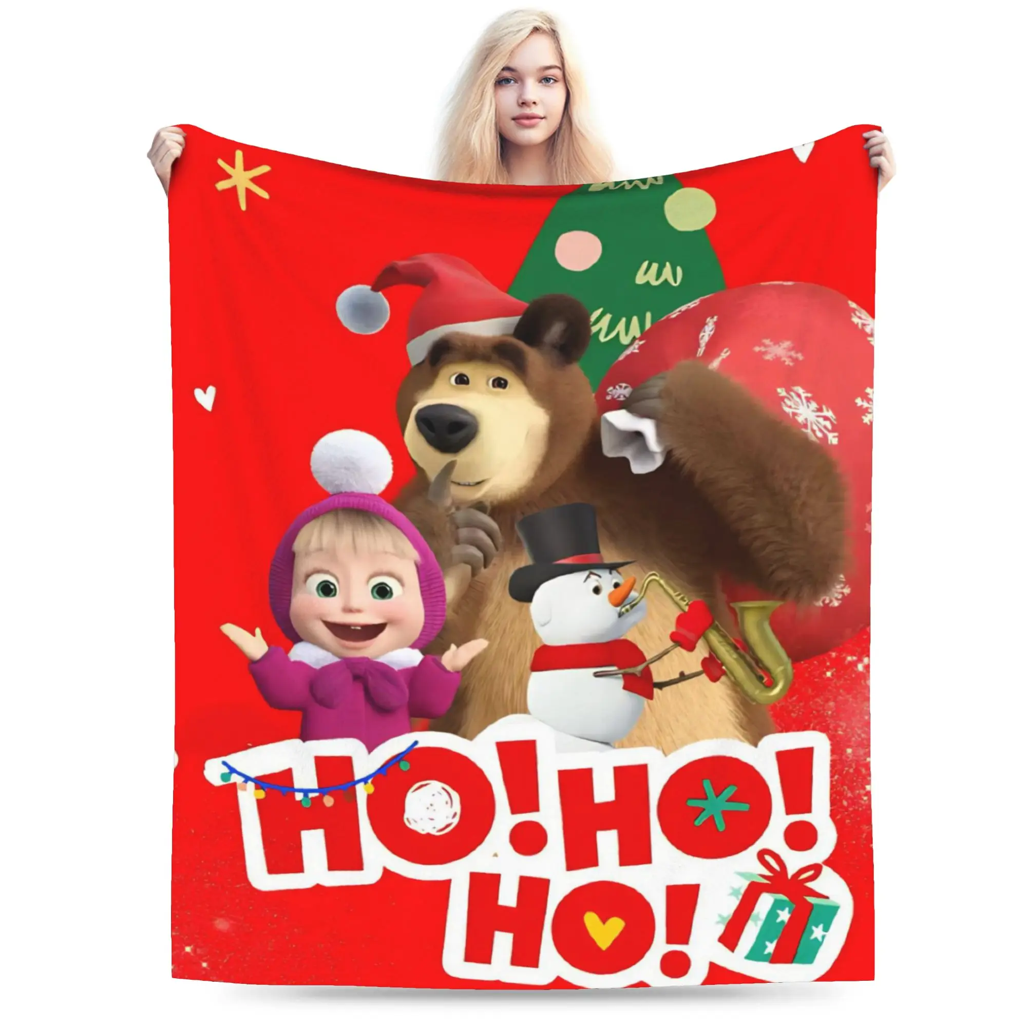 

M-Masha and The Bears Super Soft Blanket Boy Girl Plush Bedding Throws Graphic Couch Bed Flannel Bedspread Sofa Bed Cover