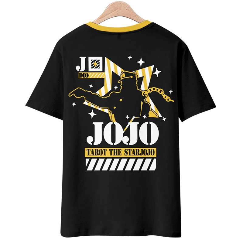 Jojo camiseta de manga curta para homens e mulheres, aventura maravilhosa, animação periférica, chengtaro, sombra jiliangji, anime, gola redonda