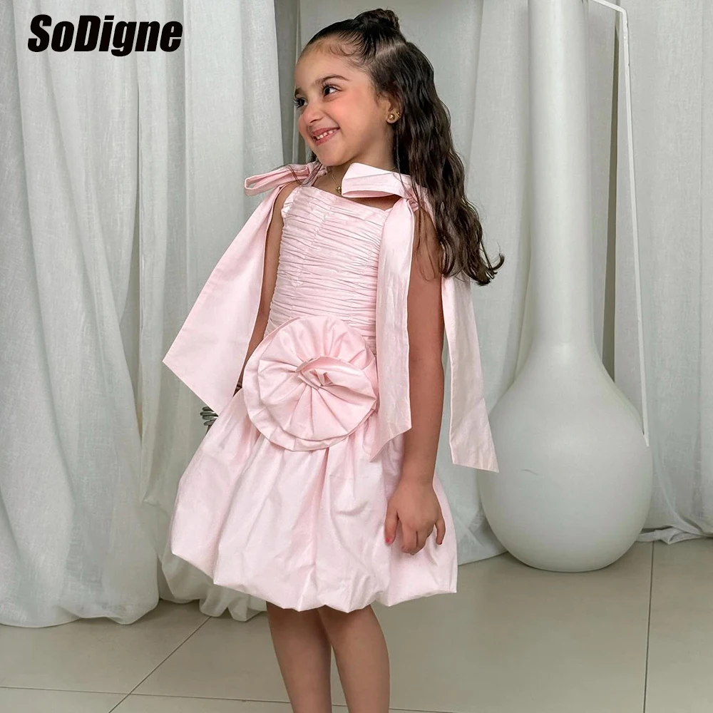 

SoDigne A-line Short Flower Girl Dress Sleeveless Square Collar Girls' Communion Dresses Birthday Party Gowns Customized ﻿