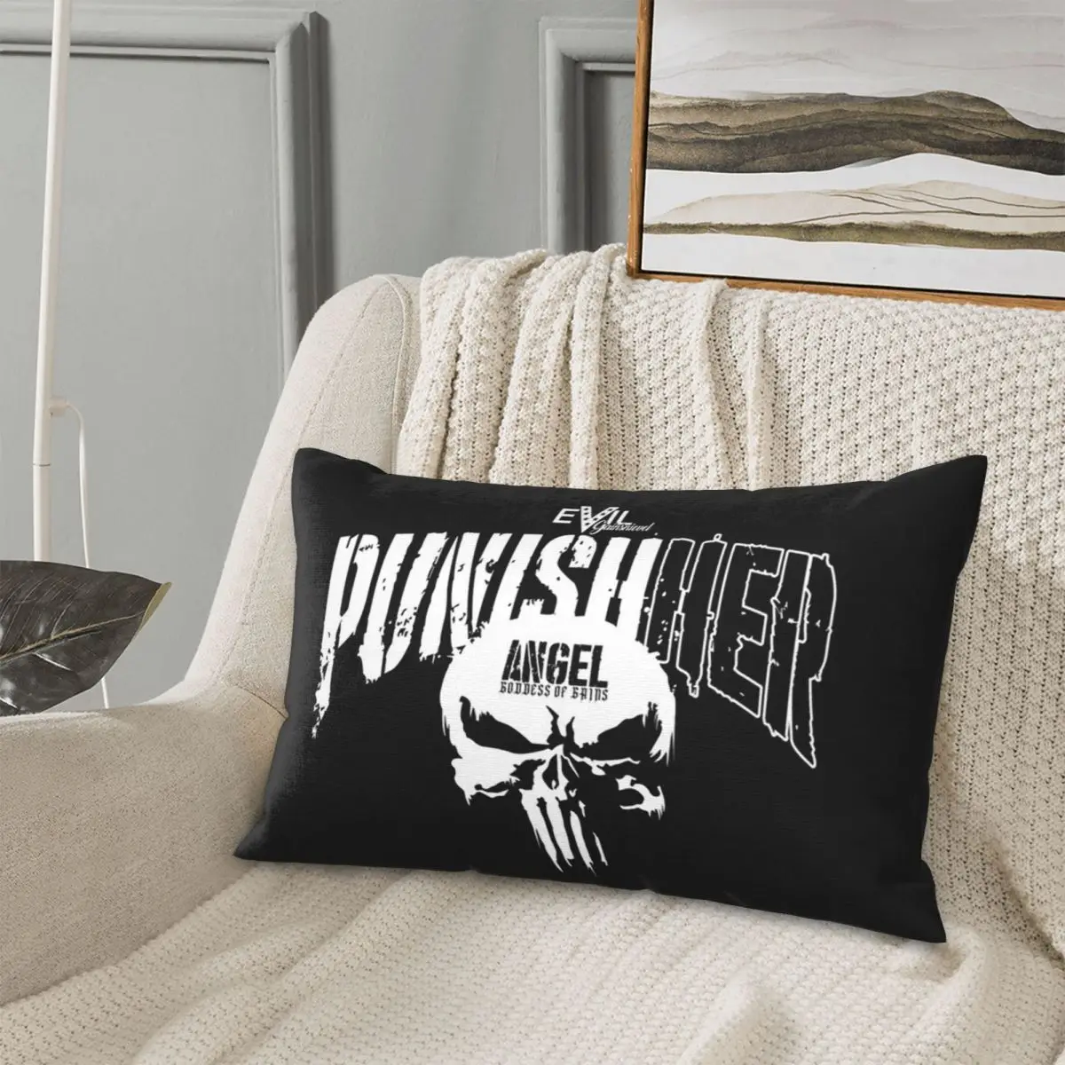 Skeleton Skull Heavy Metal Punishers (5) Rectangle Pillowcase Cushion Cover Decorative Bedroom Bed Home Comfort Throw Pillow