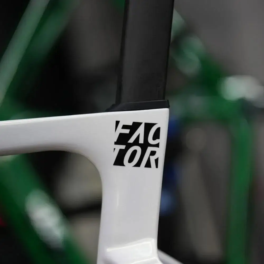 

2D Flat Sticker One Piece FACTOR Bicycle Motorcycle Sticker - White Letters on Black Frame Identification Sticker for Motorcycle