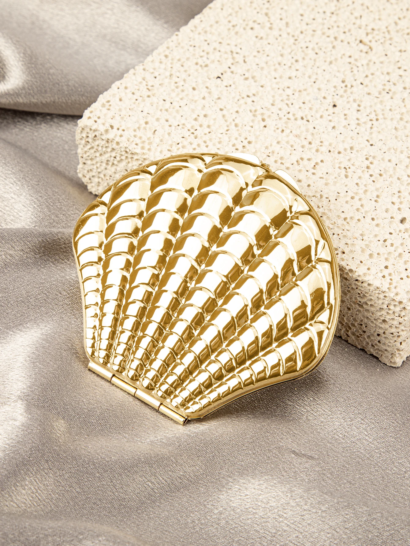 10PCS Golden Seashell dubbelzijdige handspiegelset - draagbare make-upspiegel met gratis witte geschenkdoos voor make-up reizen naar huis