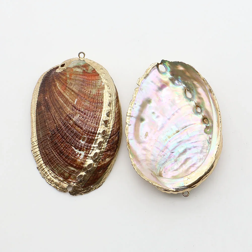 45x65mm Simple Natural Dyed Brown Single-sided Oval Shell Single-hole Pendant DIY Necklace Earring Jewelry Gift Accessories