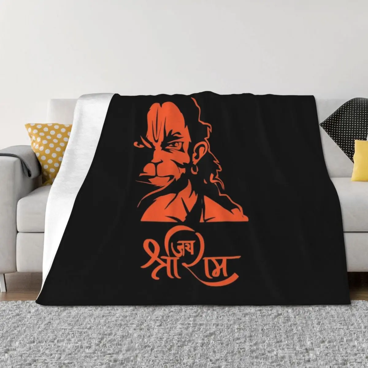 

Hanuman Hindu God Jai Shri Ram Throw Blanket Furrys Loose Blankets For Bed Sofa Blankets