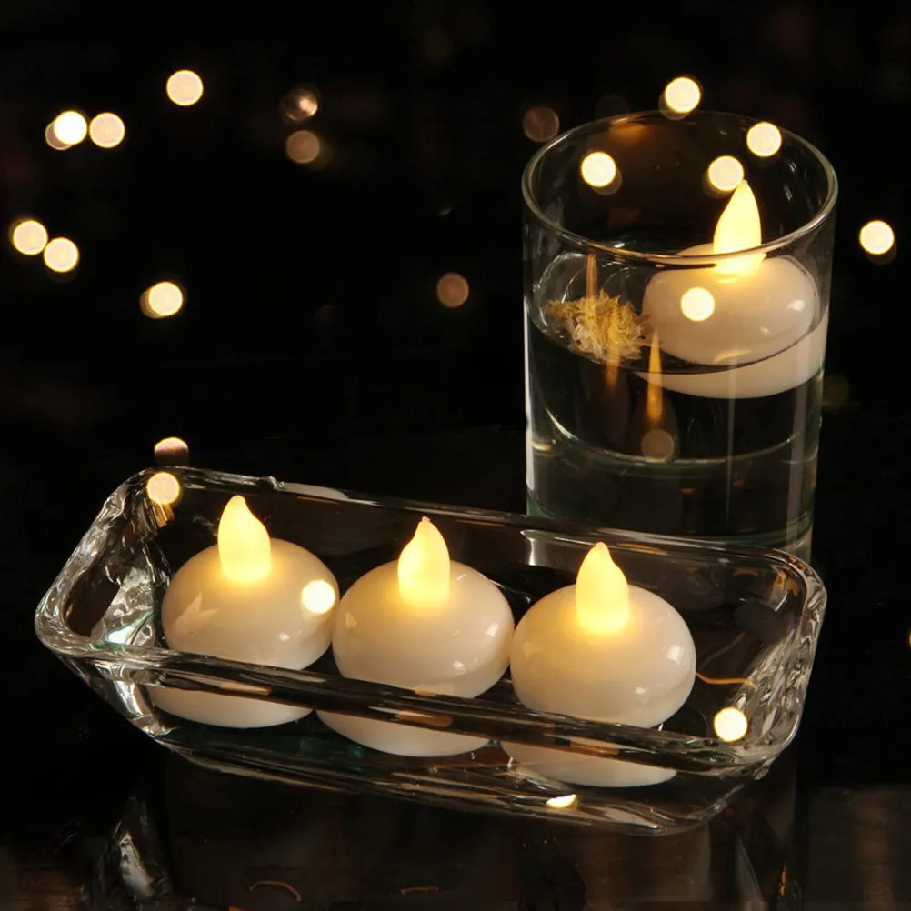 12Pcs Waterproof Floating Lights LED Flameless Battery Operated Smoke Free for Pool Pond Garden Wedding Party Decoration