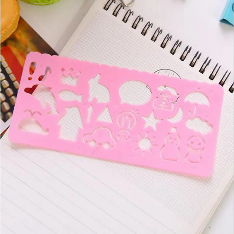 4pc Creative Candy Color Plate Ruler Office Stationery Art Drawing Template Plastic Ruler Children Toy Feet Promotional Gifts