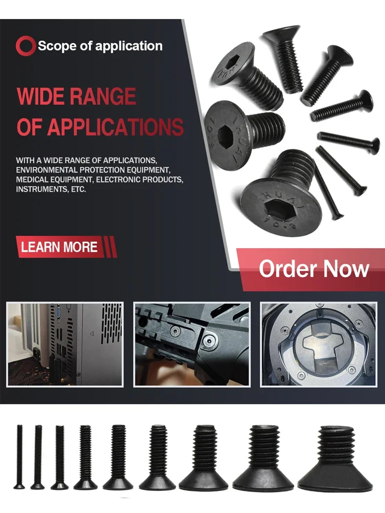 Parafuso do soquete do sextavado do aço carbono, parafuso principal escareado liso, encantar os