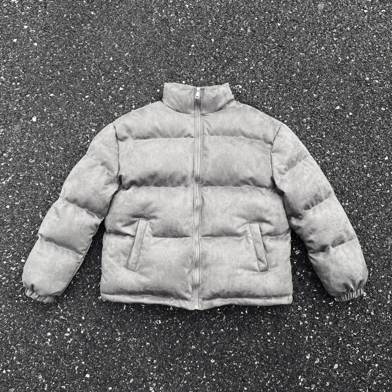 

Autumn Winter Puffer Jacket American Classice Brand Suede Jacket Coat Fashion Cotton Padded Jackets Oversized Coat Unisex