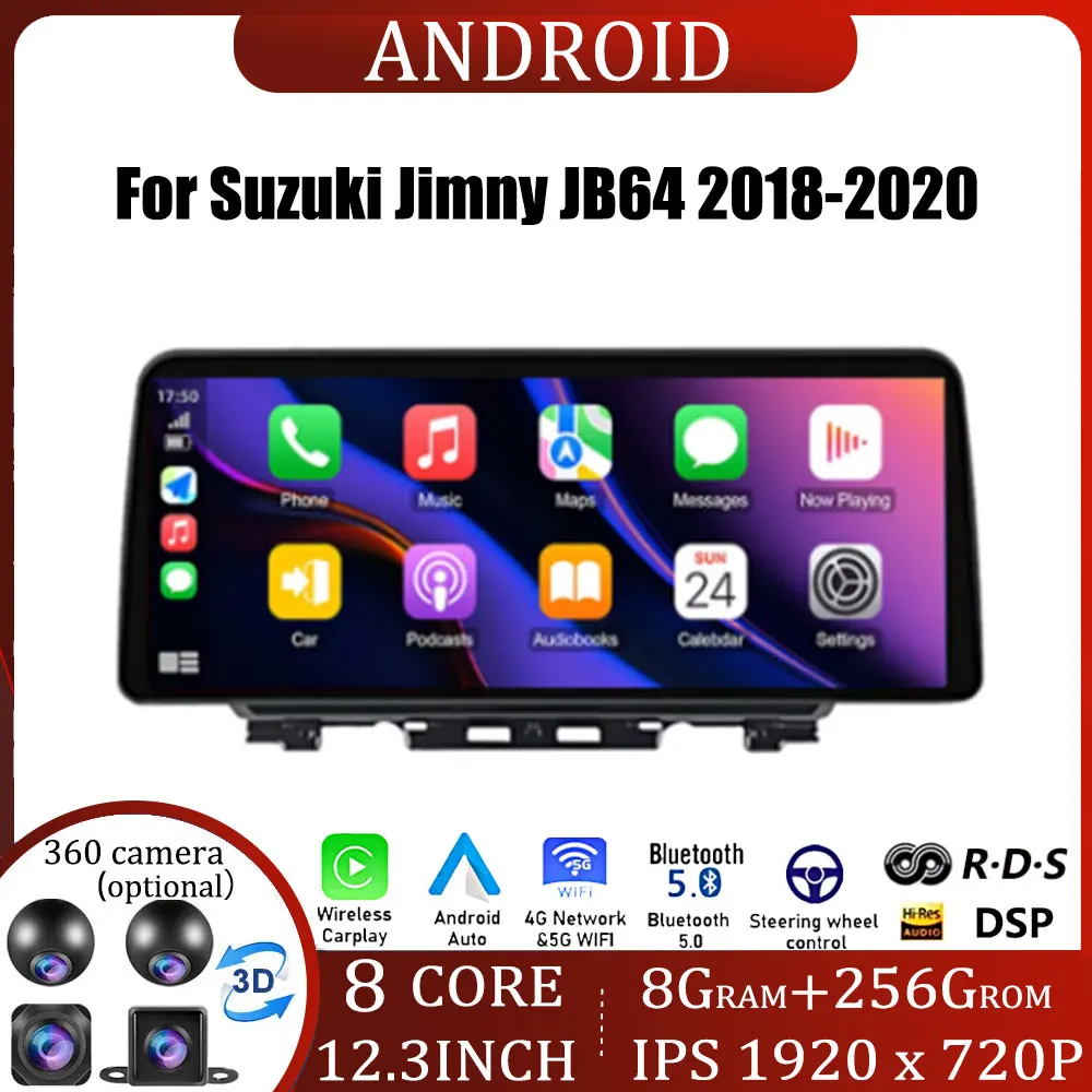 

Android OS 12.3 Inch For Suzuki Jimny JB64 2018-2020 Multimedia Video Player Car Radio Stereo GPS Navigation Map 8+128G Carplay