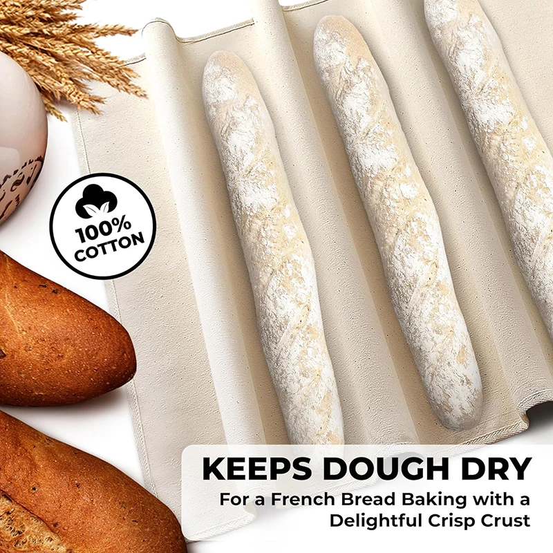 Bakers Couche and Proofing Cloth 100% Cotton Fabric for Bread Dough Baking Shaping Tool for Baguettes,loaves,ciabatta