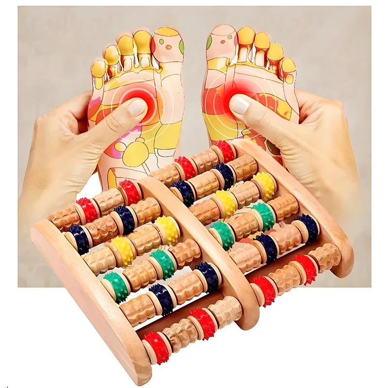 

1 шт. красочный деревянный массажер для ног, роликовый терапия, точечный массаж, расслабляющий массаж, красочный массажный ролик, облегчение боли AMGJ014