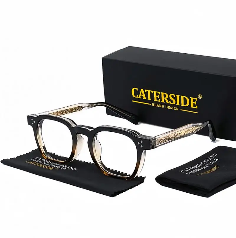 CATERSIDE Neue quadratische flache Lichtbrille für Männer und Frauen, Retro-TR-Rahmen-Brille, hochwertige Brillen, minimalistisch passend – Detail 4