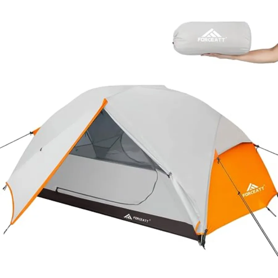 

Camping tent for 2-3 persons, waterproof and windproof polyester fabric, gray-green color, quick-setup lightweight aluminum pol