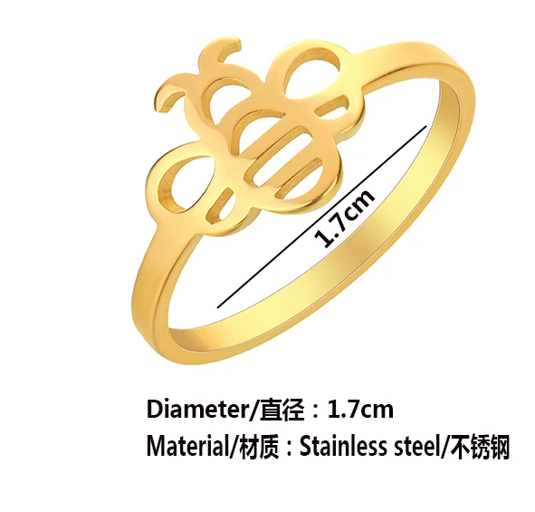 Kinitial Stainless Steel Petite Dainty Bumble Bee Band Stacking Ring For Unisex Simple Jewelry Wedding Anniversary Gift