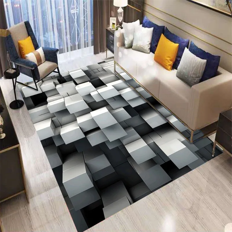 سجادة ألعاب هندسية نيون لغرفة المعيشة، تصميم على الطراز التقني، ديكور منزلي داخلي، سجادة أرضية كبيرة الحجم لمنزل الألعاب الحديث #2