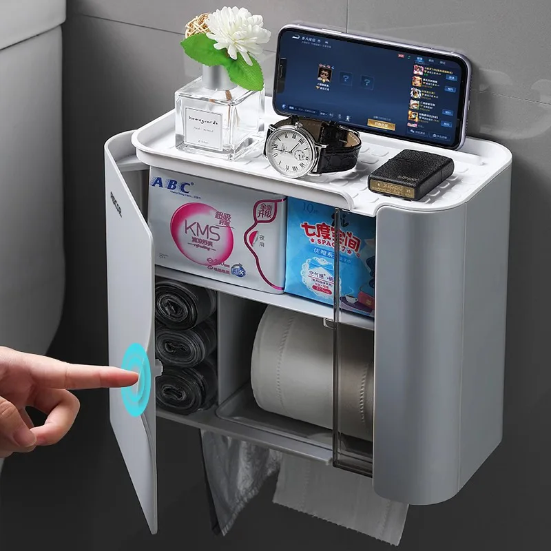 ノーパンチトイレットペーパーホルダー防水吸引壁掛けティッシュボックス収納ラック浴室トイレ家庭用