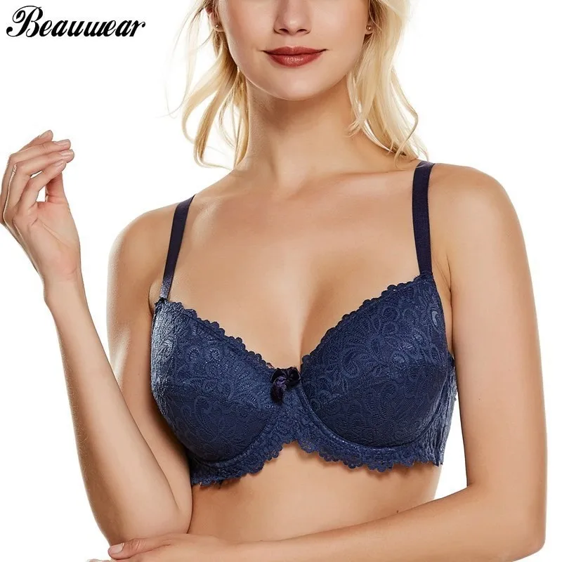 

Beauwear Push Up Bra Sexy Lace Bras for Women Comfortable Underwired Bralette Full Coverage Brassiere 34D 36D 38D 40D 42D 44D