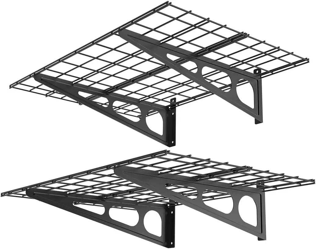 

2 Pa 2X4Ft Garage Shelving, Wall Shelf Garage Storage Ra, 24-H-By-48-H, Bla