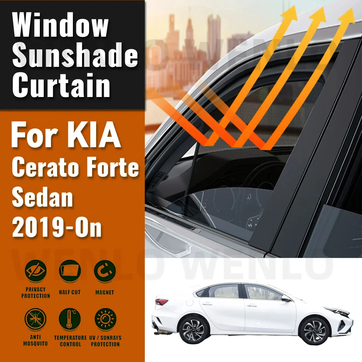 

For Kia Forte Sedan Cerato K3 BD 2019-2022 Magnetic Car Sunshade Front Windshield Frame Curtain Rear Side Window Sun Shades