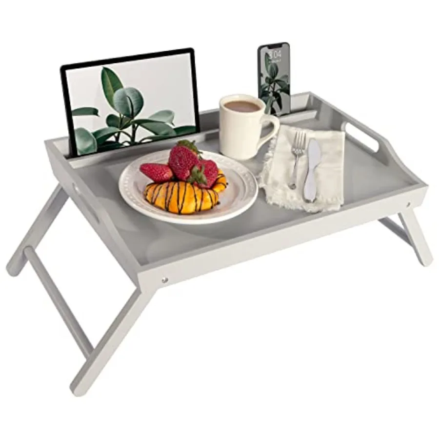 

Wood Bed Tray with Phone Holder Extra Large Lap Desk for Laptops up to 17.3 Inches Gray Style No. 78105