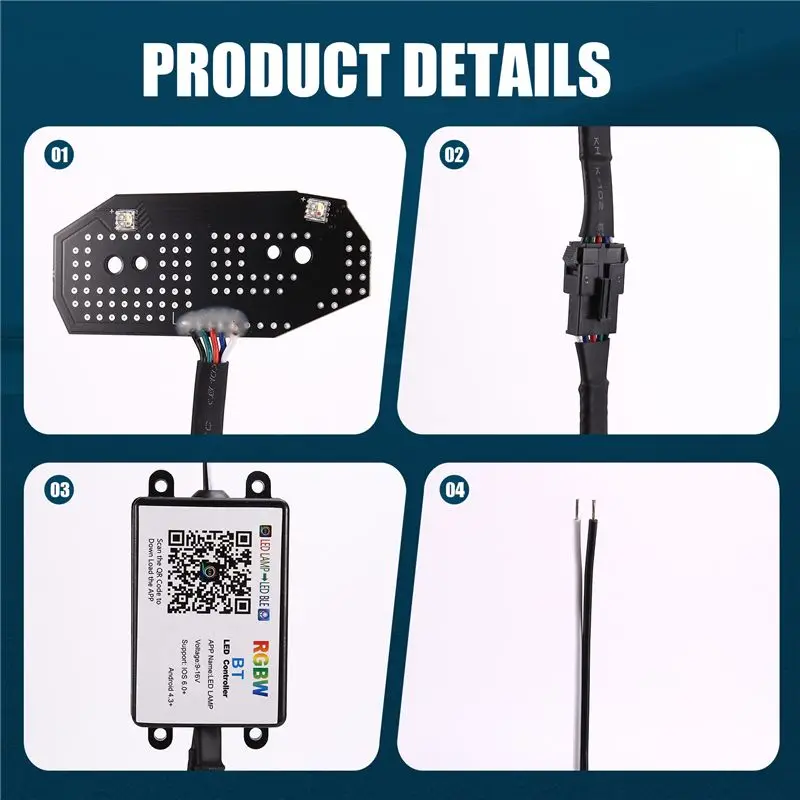 Bluetooth Control RGBW Multicolor LED DRL Board Light Kit Daytime Running Lights For Ford Mustang 2013-2014-A28K view 4