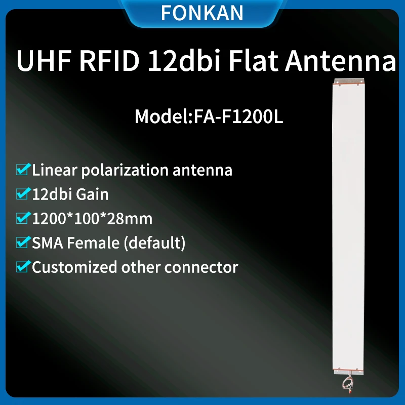 1200*100*28mm UHF RFID Antenna 12dBi ABS Linear Polarization Flat UHF RFID Antenna for Filing Cabinet Management