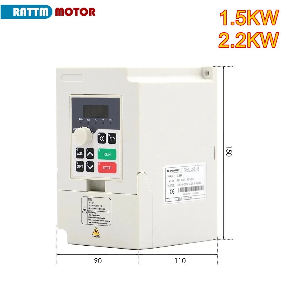 

【EU US】Mini 1.5KW 2.2KW 220V Inverter VFD CNC speed controller Input 1 phase Output 3 phase Variable Frequency Drive 0-1000Hz