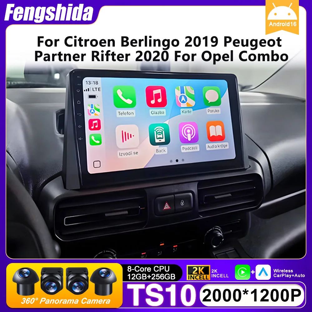 Car Radio Carplay For Citroen Berlingo 2019 Peugeot Partner Rifter 2020 For Opel Combo GPS Android Auto Android 16 Video No 2din
