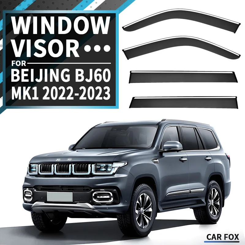 For Beijing BAIC BJ60 MK1 2022-2023 Window Visor Rain Guard Smoke Black Side Window Deflector SUV Off Road Exterior Modification