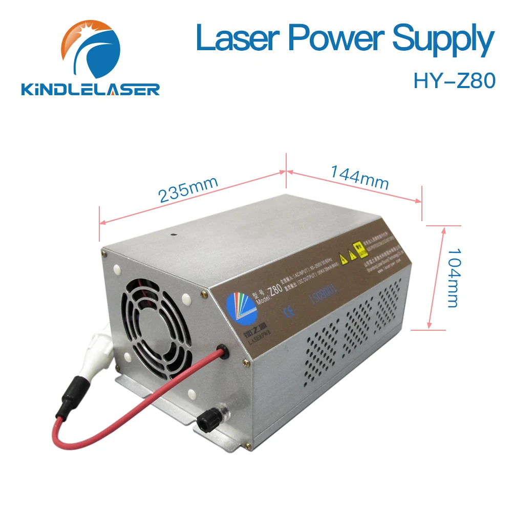 KINDLELASER 80-100W CO2 Laser Power Supply Monitor HY-Z80 Z Series AC90-250V EFR Tube for CO2 Laser Engraving Cutting Machine