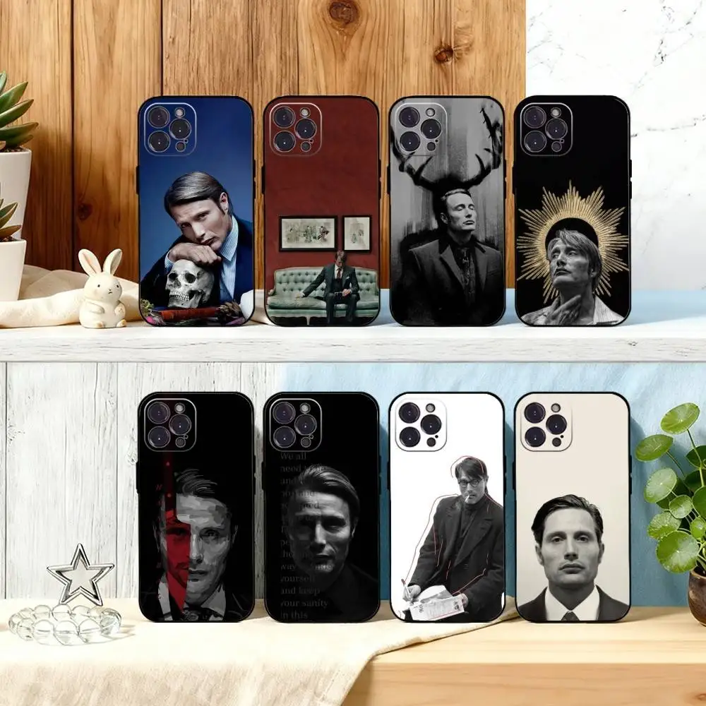 

Mads Mikkelsen H-Hannibal Phone Case For iPhone17,16,15,14,13,12Plus,Pro Max,XS,5G Soft Silicone Black Cover