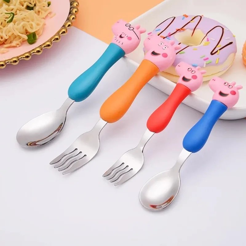 4 قطعة/المجموعة أدوات المائدة Peppa خنزير يونيكورن شوكة ملعقة مجموعات الالعاب جورج حفلة عيد ميلاد السكاكين الوردي الكرتون الشكل الاطفال هدية للأطفال