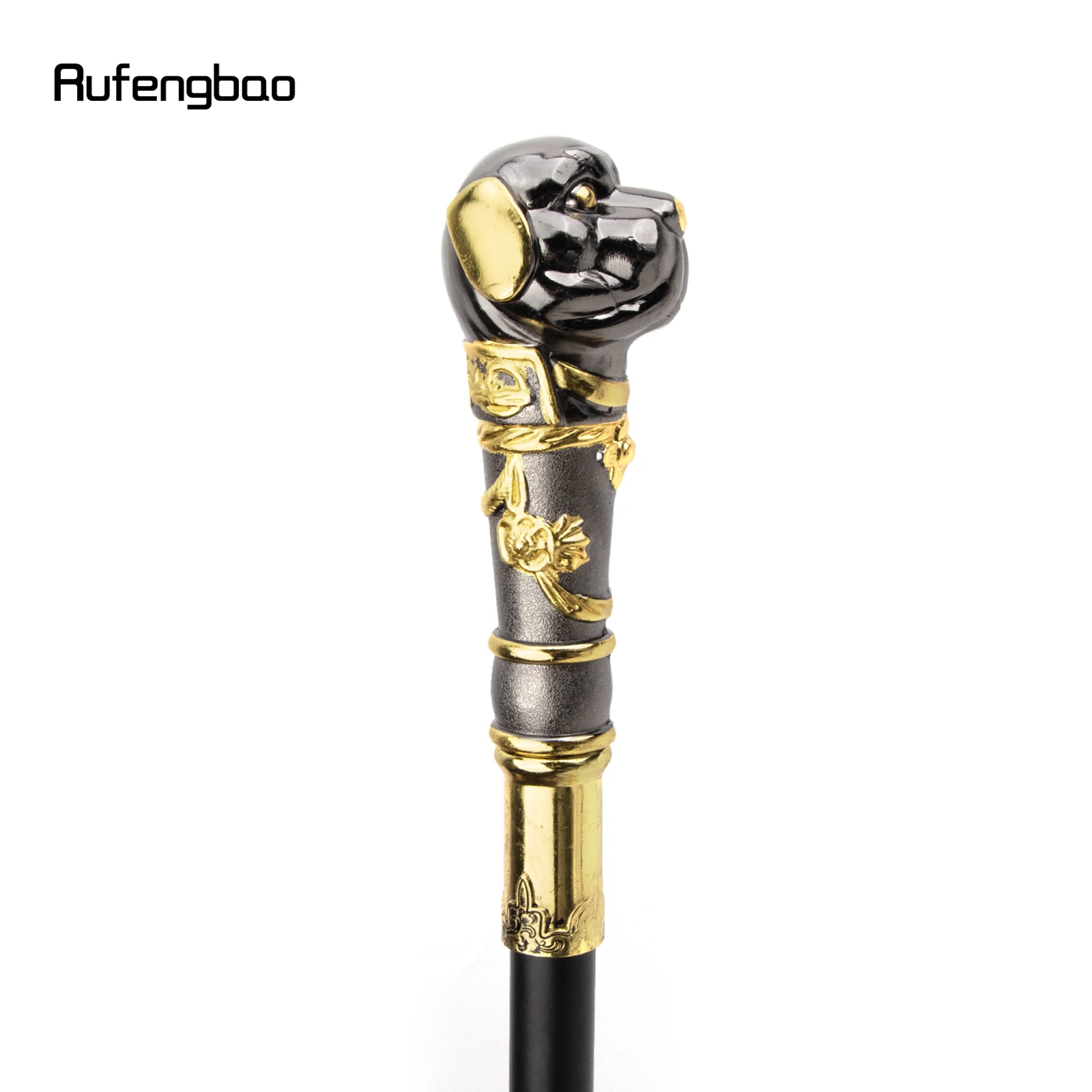 Golden Black Puppy Bulldog สุนัขเดิน Cane แฟชั่นเดิน Stick สุภาพบุรุษหรูหรา Crosier KNOB Walking Stick 93 ซม