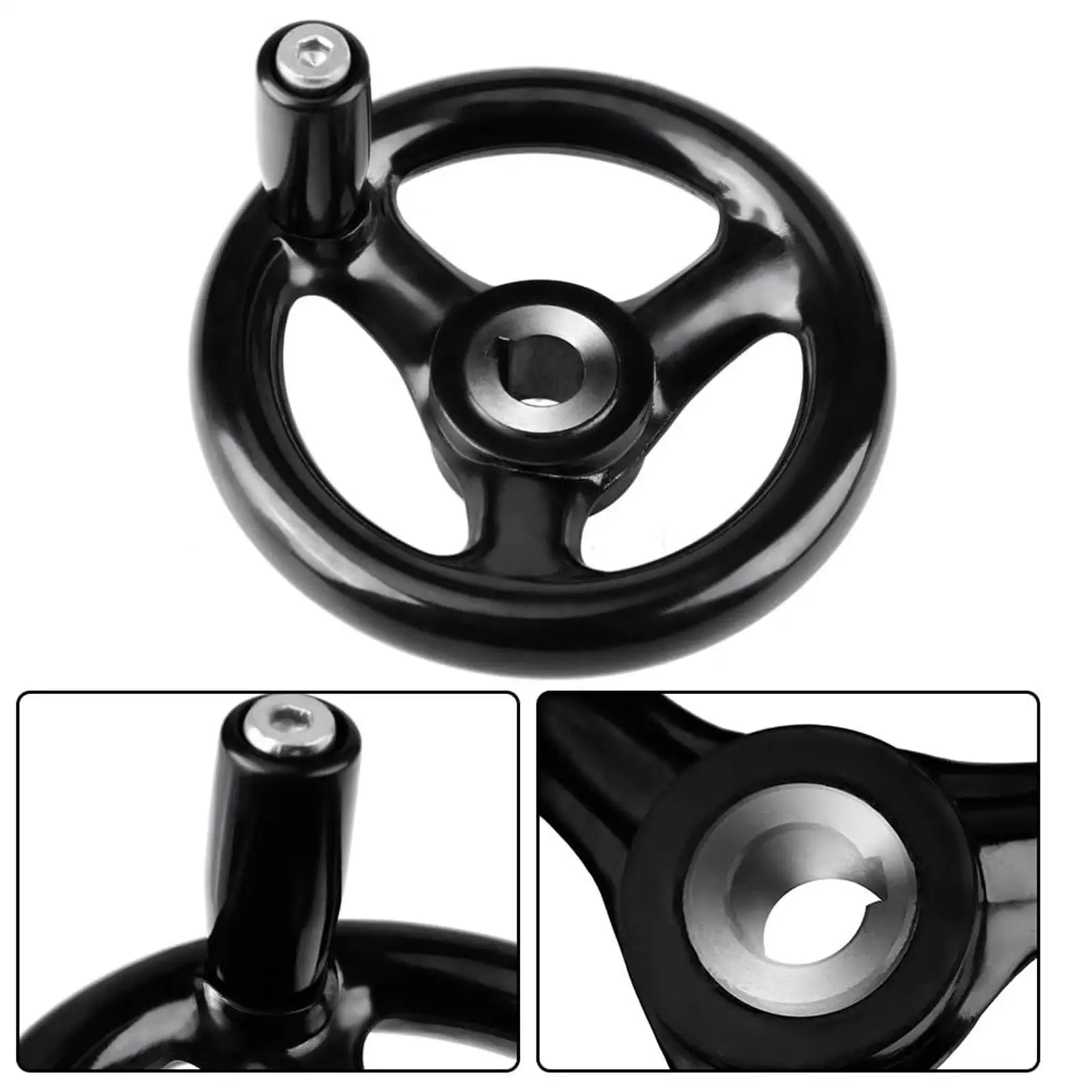 

Round Hand Wheel Spare Part Easy to Install Replacement Three Spoke Handwheel for Lathe Milling Machine Grinder Crank Drillpress