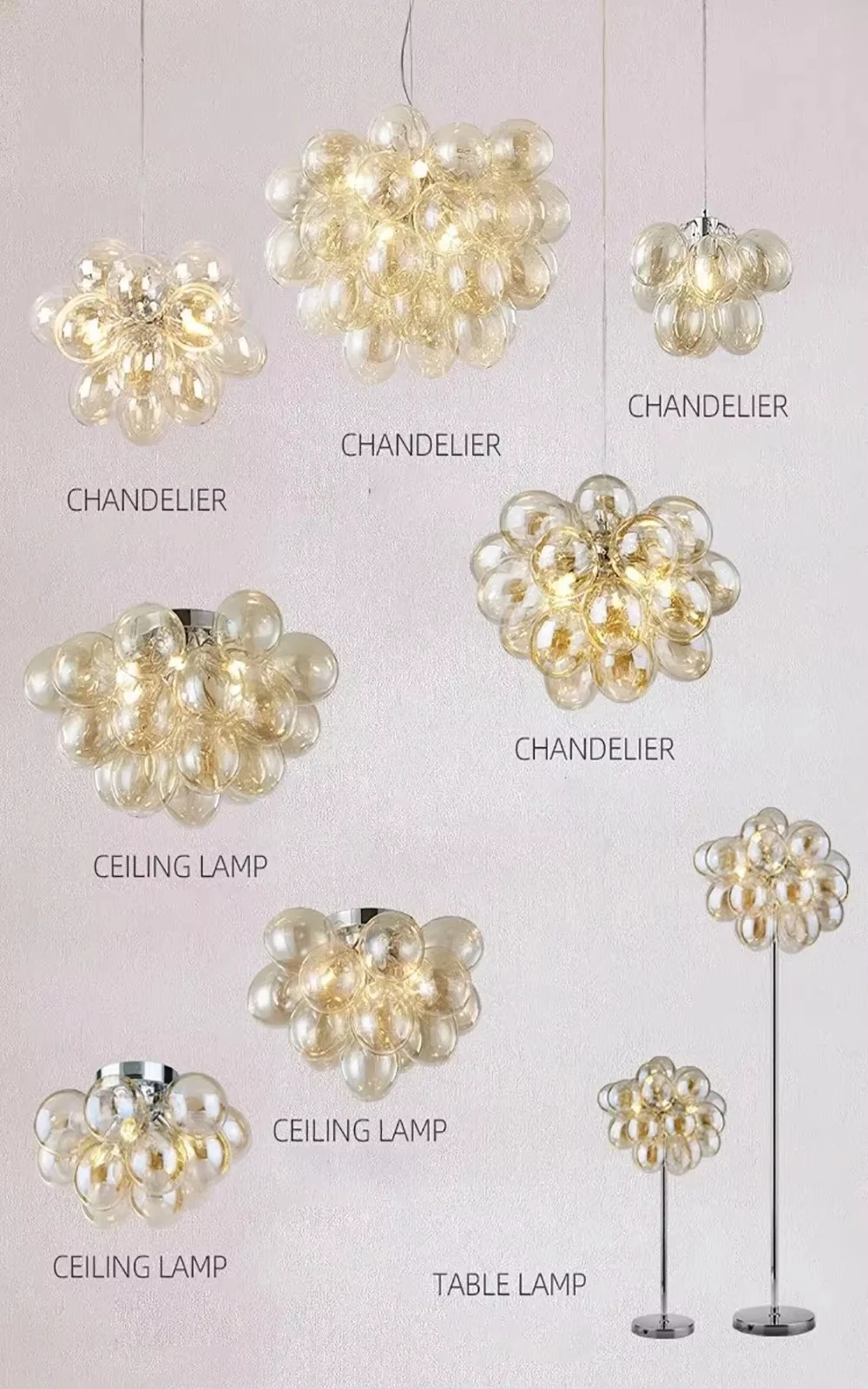 Modern Designer Grape Glass Chandelier For Living Room Dining Room Luminair Lampen Home Decoration Pendant Light Lustre Fixtures