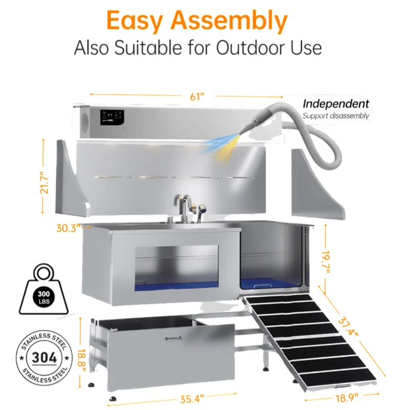 Commercieel roestvrijstalen dierenwinkel multifunctioneel bad
