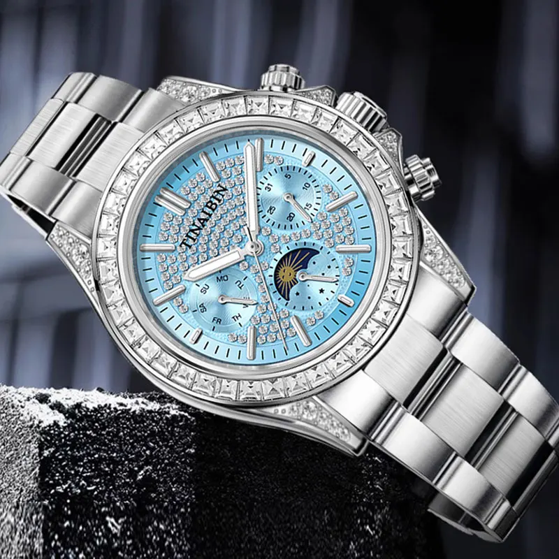 relogios masculino Mechanical Wrist Watches for Men Blue Luxury Business High Quality 2025